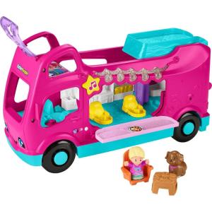 imageFisherPrice Little People Toddler Toy Barbie Little Dreamcamper RV Playset with Music Lights ampamp 2 Figures for Ages 18 Months Multilanguage Version