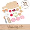 imageFisherPrice Wood Pretend Play Toy Charcuterie Board Set 19Piece Playset with Wood ampamp Fabric Food for Preschool Kids Ages 3 Years