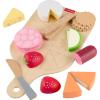 imageFisherPrice Wood Pretend Play Toy Charcuterie Board Set 19Piece Playset with Wood ampamp Fabric Food for Preschool Kids Ages 3 Years