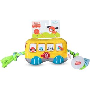 imageFisherPrice for Pets SoundBites Plush Toy Xylophone for Puppies Sounds Desensitize Pups to Noises  NoiseMaking Chew Toy for Puppies  Multifunctional Dog ToySchool Bus Rope