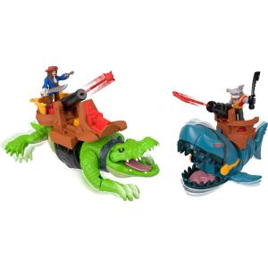 imageFisherPrice Imaginext Pirate Shark vs Crocodile Playset with Walking and Chomping Action 2 Action Figures 6 Accessories Amazon Exclusive