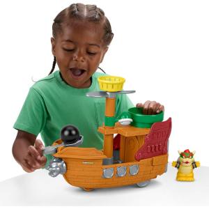 imageFisherPrice Little People Toddler Toy My Mario Bowsers Airship Playset with Figure for Preschool Pretend Play Kids Ages 18 Months